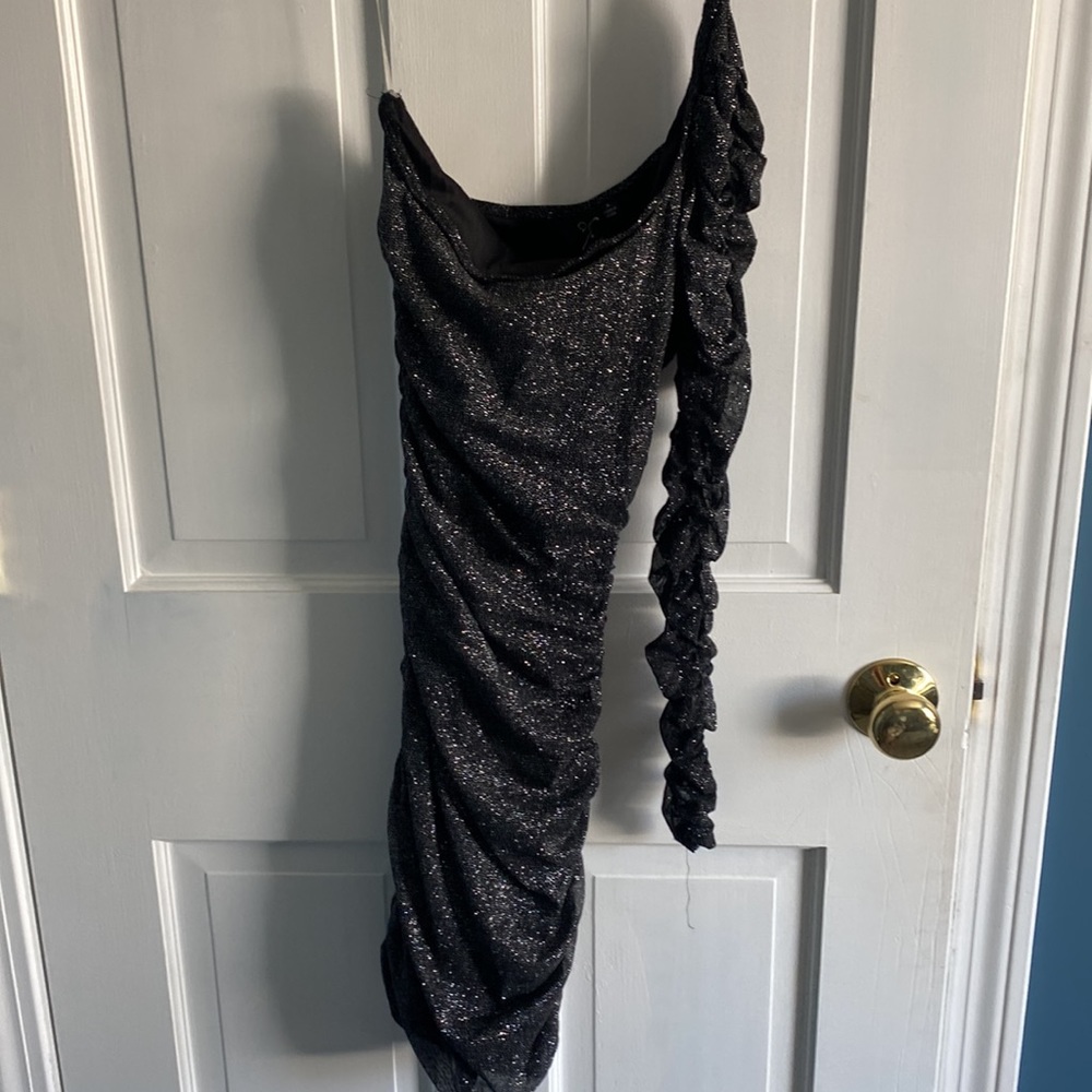 Windsor black sparkly one sleeve dress